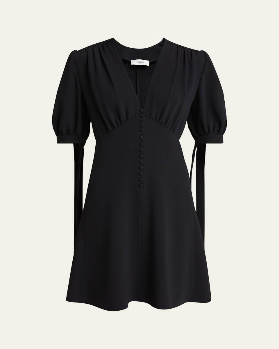Empire-Waist Puff-Sleeve Dress
